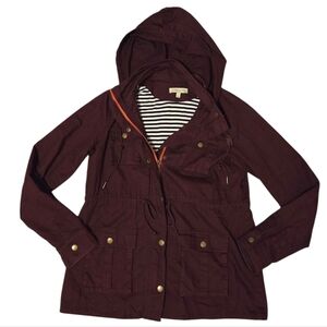 41 Hawthorn Chaplin Lined Hooded Anorak Jacket Utility Pockets Red Gold Sz Large